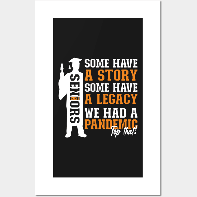 Pandemic Graduation | White And Orange Text Boys Funny Graduation Wall Art by Estrytee